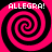 Four identical pink and black spiral patterns arranged in a with 'ALLEGRA!' text above each spiral