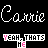 Pixelated text displays 'Carrie' in white cursive above three of pixelated text blocks with changing letter colors