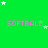 Green background with pink 'SOFTBALL' text repeated in a , white and light green stars scattered throughout