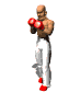 A muscular man in white pants and red boxing gloves performs a series of martial arts poses against a plain background.