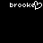 Pixelated text 'brooke' with a heart symbol replacing the 'o' on the left, and plain 'brooke' text on the right against a black background.
