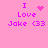 Pixelated pink background with purple text reading "I Love Jake <33" and animated heart or starburst symbols replacing the heart symbol in different frames.