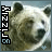 nine identical bear head images with pixelated text 'GRIZZLY' on the left side, each showing slight variations in facial expression and lighting