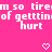 Pixelated text repeats 'i'm so tirem so tirem so tirem of getttin' on the pink background with heart and arrow symbols above each line.