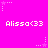 Bright pink background with repeated white pixelated text 'Alissa<33' and small star-shaped graphics scattered across the image.