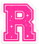 Two identical pink capital R letters with white outlines and small white plus signs scattered across them, displayed side-by-side on a gray background.