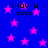 Blue background with scattered pink stars and repeated text "i luv u xxxx" in black pixelated font.