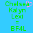 Green pixelated text on blue background with pink heart symbol above 'Chelsea' in left ; identical text and background in right