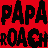 A 3x2 contact sheet of a Papa Roach animated buddy icon showing five distinct frames with red, black, and white color scheme featuring band members in suits and a baby wearing headphones.