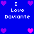Blue background with white text "I Love Daviante" and pink/purple pixel hearts in a pattern