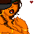 Pixel art contact sheet of a cartoon woman in orange outfit with text prompts, showing multiple poses and animation frames.