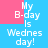 Pixelated text 'My B-day is Wednesday!' on a blue and pink background with repeated layout variations.