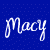 Blue background with white cursive text displaying 'Macy Loves Jeffrey' and multiple 'Loves' variations, some with small heart symbols above or below.