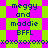 Pixelated text and symbols on a green-and-pink checkered background with alternating patterns.