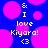 & I love Kiyora! <3 on blue background with pink circles; static image.