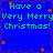 Blue background with green text reading 'Have a Very Merry Christmas!' and orange star shapes scattered across the image.