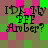 Pixelated text 'IDK My BFF Anber?' on a green and pink checkered background with visible animation changes in color blocks.