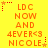 Yellow background with orange text reading "LDC NOW AND 4EVER<3 NICOLE" and red star icons in corners, some stars animated to change from hollow to filled.