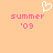 Pixelated peach background with pink text reading 'summer '09' and a white heart outline above the left text block.