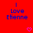 Red background with blue text reading "I Love Etienne" and two pink pixelated hearts below, displayed in a static image.