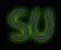 Green glowing 'SU' text with dark outlines on black background, displayed in two with varying glow intensity and shape across observations