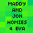 Static pixel art displays text 'MADDY AND JON HOMIES 4 EVA' in black block letters on a green pixelated background with varying shades of green squares.