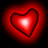 Two side-by-side red heart shapes with glowing effects on a black background, showing sequential animation frames of increasing brightness and outline thickness.