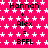 Pixelated text on a pink star-patterned background displays 'Hannah + Alex = BFFL' repeated in multiple and