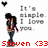 Pixelated image of a character with long dark hair wearing layered clothing, standing beside text that reads 'It's simple. I love you.' and red text at the bottom.