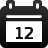 Black calendar icon with white background showing number 12, two small white rectangles at top, pixelated rendering style.