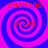 Four identical pixelated spiral patterns with alternating blue and pink stripes, each containing red text reading 'adamt80' at top and 'rocks' at center.