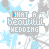 A repeating pattern of 'WHAT A beautiful WEDDING' text with animated blue letter transitions over a light blue and gray abstract background.