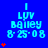 Blue background with light blue text reading "I LUV Bailey 8·25·08" and red star symbols in various quantities across six