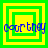Four square display layered green and yellow borders with blue text reading 'courtney' across each