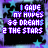 identical pixelated text with purple and blue starry borders displaying 'I GAVE MY HOPES 2 THE STARS' in stylized font