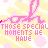 Pink bunny silhouette with heart eyes on yellow striped background, repeating text 'THOSE SPECIAL MOMENTS WE HAVE' in pink and red lettering.