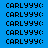 identical pixelated text entries on a blue background, with some highlighted in green