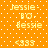 Pixelated orange background with white dots, displaying repeated text and symbols in yellow pixel art style.