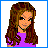 Animated contact sheet of a pixel art character with long brown hair in a purple top, surrounded by text frames showing alternating color variations of "I LOVE MAX LLOYD JONES!" on white backgrounds.