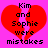 Red broken heart on pink background with black text reading "Kim and Sophie were mistakes" in pixelated font.