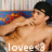 Pixelated image of a shirtless person with dark hair lying on their side, facing left, against a background with blue and red horizontal bands.