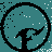 Animated contact sheet showing 12 frames of a teal and white icon with a bird logo, text variations, and pixelated artifacts across multiple circular and rectangular layouts.