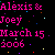 Pixelated pink text on black background with scattered colored dots, displaying names and date.