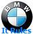 A circular icon with a black outer ring containing white text, a blue and white segmented center, and blue text below the circle.