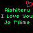 Pixelated green text on black background with pink heart symbol above, displaying multilingual 'I Love You' phrases.