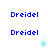 Blue pixelated text 'Dreidel' repeated in four quadrants on white background with two light blue spinning top icons and one small light blue shape.