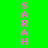 Green background with pink text spelling 'SARAH' vertically in three , each partially obscured by yellow rectangular overlays