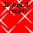 Red background with white diamond pattern and four identical text blocks reading 'Isobel 3 rocks!' in black pixelated font