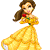 A woman in a yellow gown holds a red rose and pink flowers, with changing hand positions and flower visibility across frames.