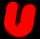 Red U-shaped forms on black background with one gray , varying in size and orientation across three